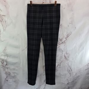 Anthropologie Pants Womens XS Black Gray Plaid High Rise Ponte Skinny Sanctuary